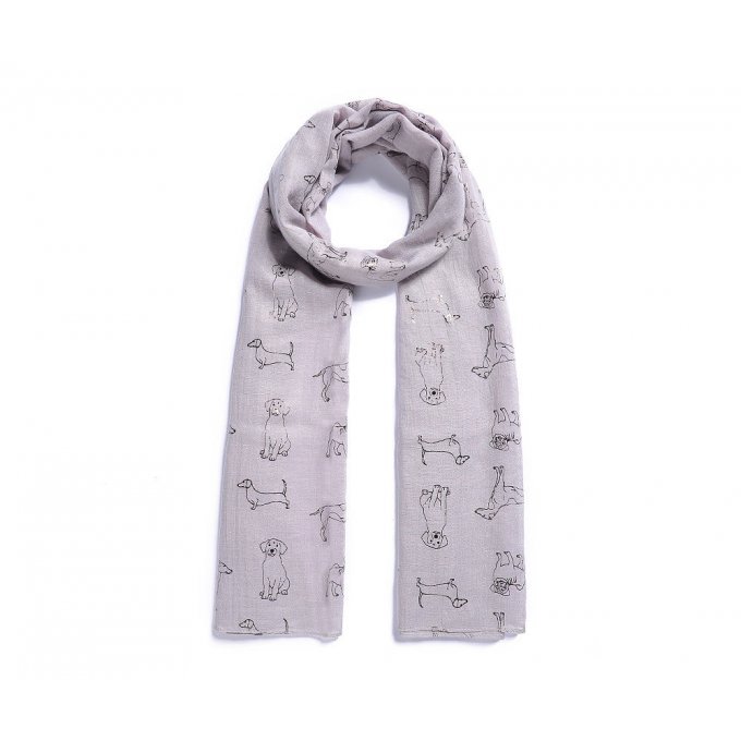 foulard gris chien métallisé