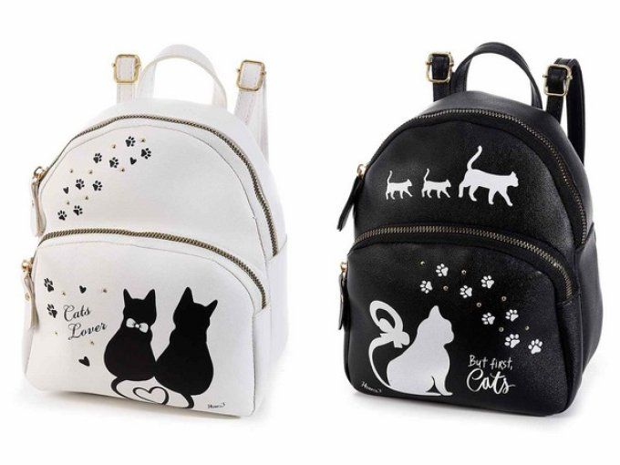 Petit sac à dos chat noir ou blanc