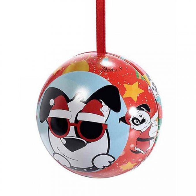 Boule de Noel chien ouvrante pour accrocher en métal 