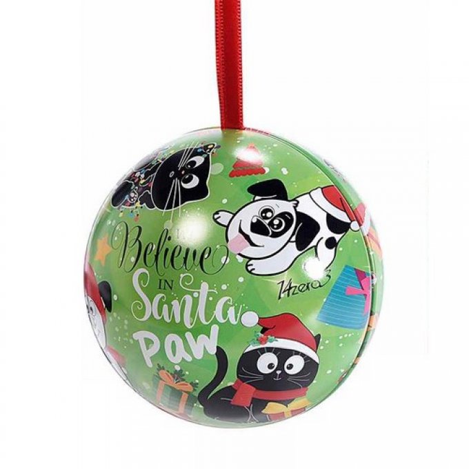 Boule de Noel chat et chien ouvrante pour accrocher en métal 