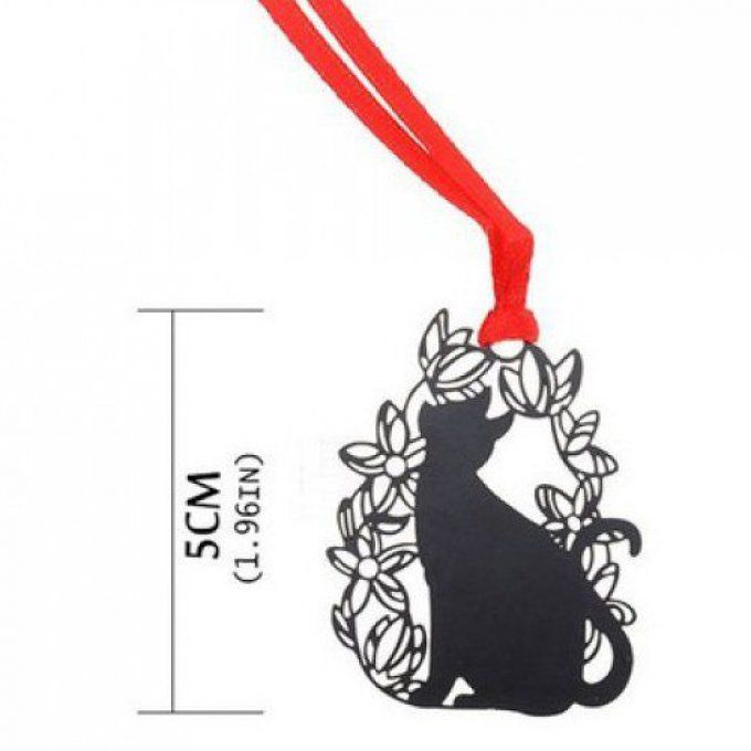 Marque page signet chat noir en métal