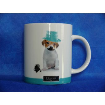 mug bleu chien reveur