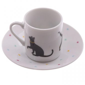 set de 2 tasses et soucoupes chat