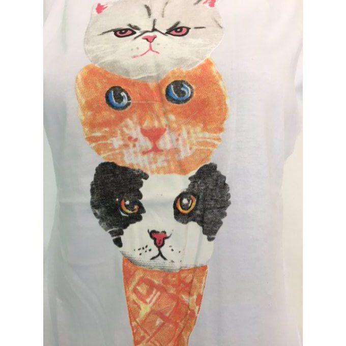 Tee shirt chat ice cream cute