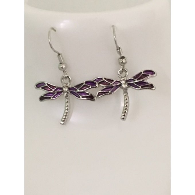 parure collier et boucles d'oreille libellule 
