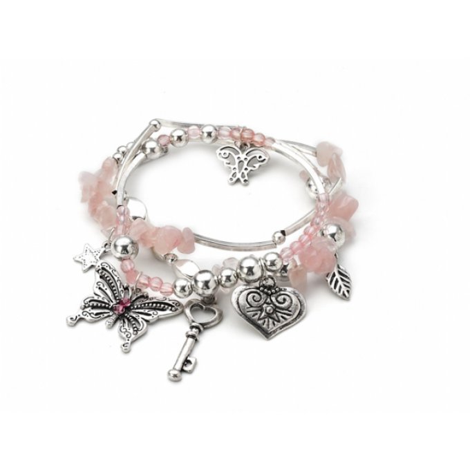 bracelet perles et charme papillon  