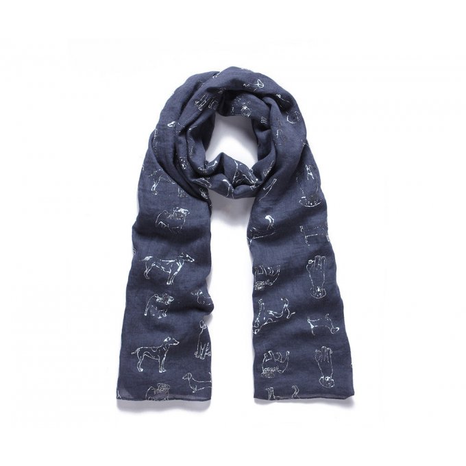 foulard bleu chien metallisé