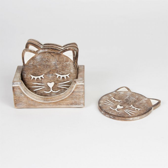 Coffret de 6 dessous de verre chat