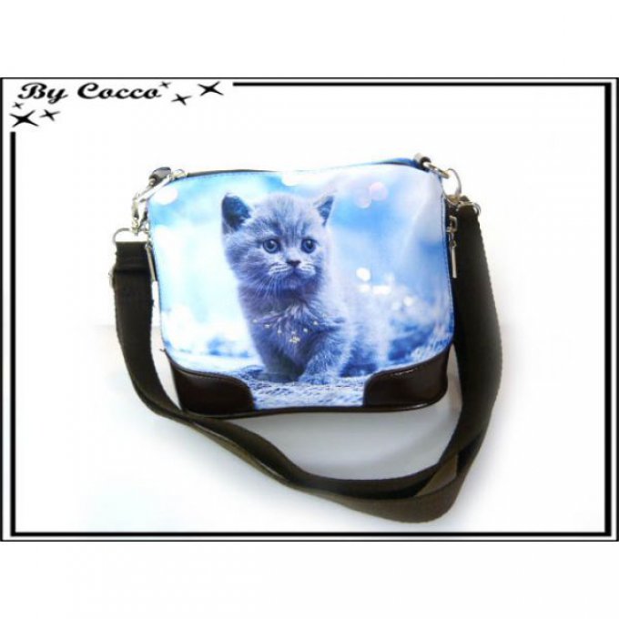 sac à main petit chaton gris à bandoulière