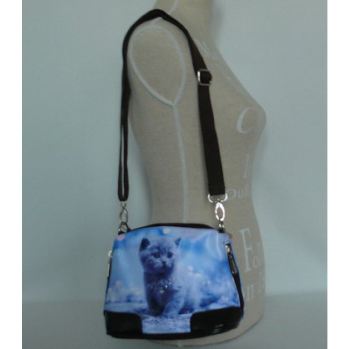 sac à main petit chaton gris à bandoulière
