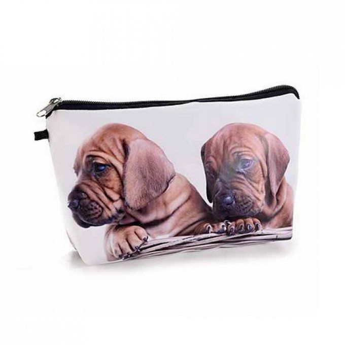 Pochette trousse décorée chien