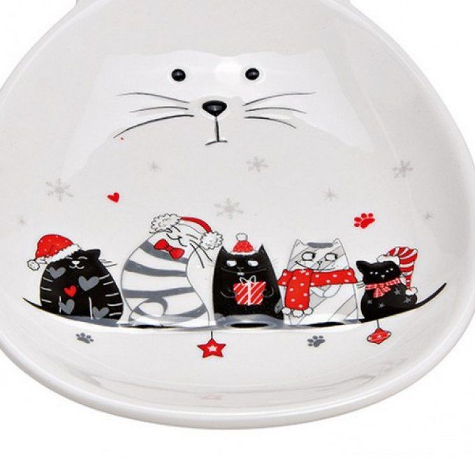 Assiette de noël blanche famille de chats.