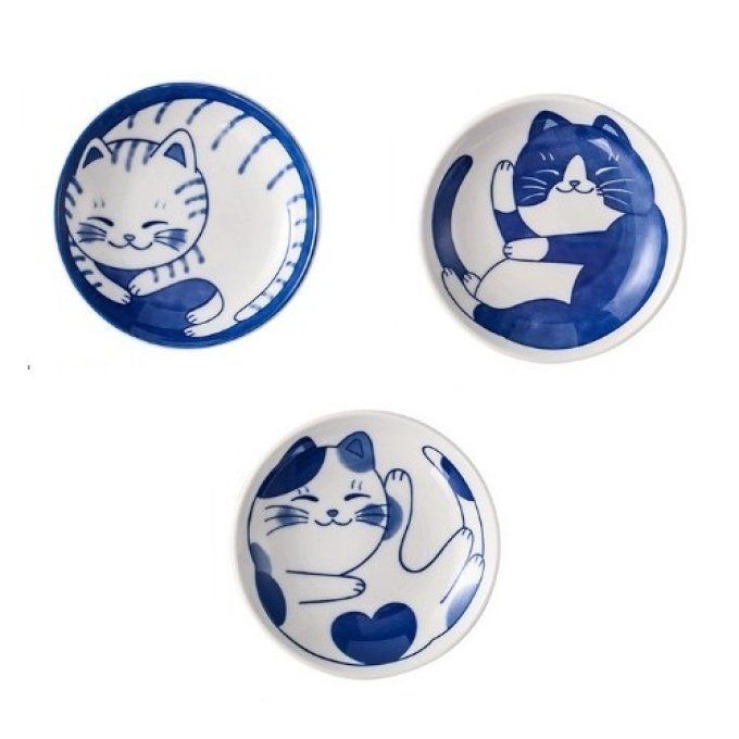 Coupelle ronde chat bleu 10 cm.