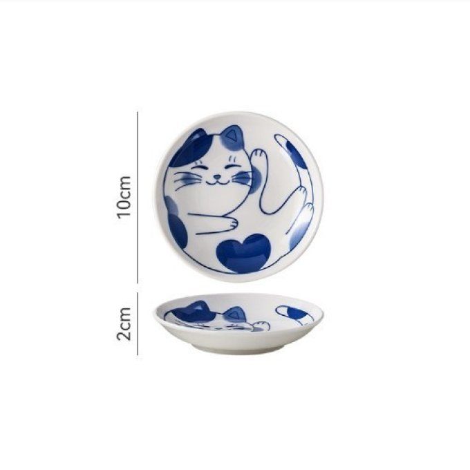 Coupelle ronde chat bleu 10 cm.