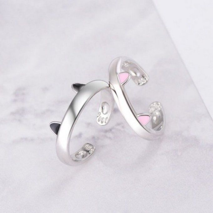 Bague oreille de chat rose ou noir