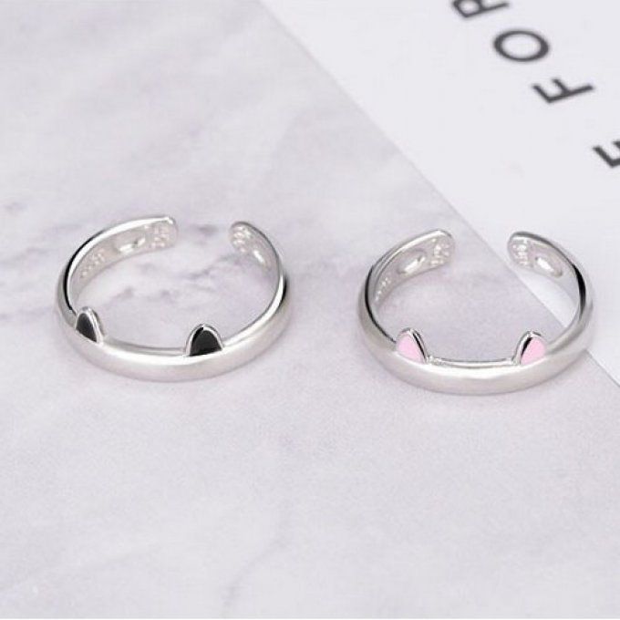 Bague oreille de chat rose ou noir Toutenchat