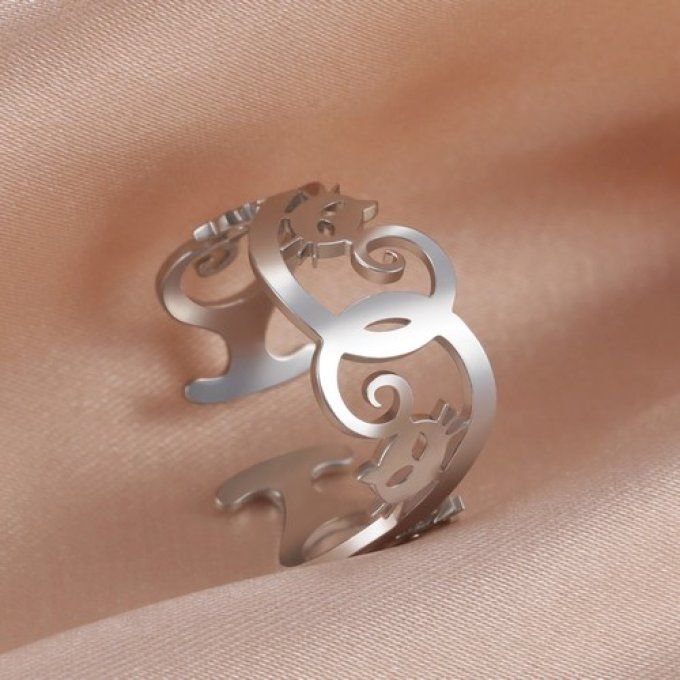 Bague arabesque de chats 