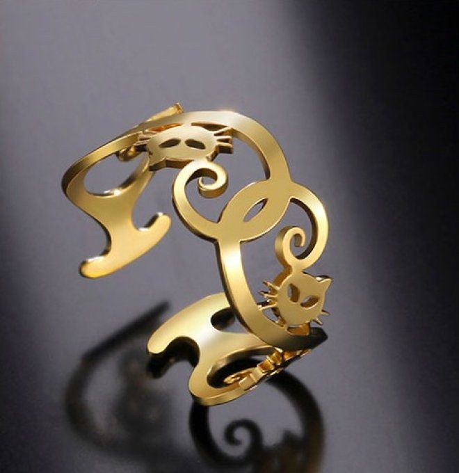 Bague arabesque de chats 