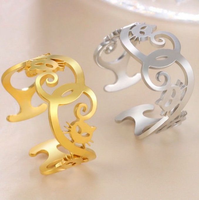 Bague arabesque de chats 