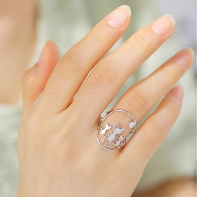 Bague famille de chats .
