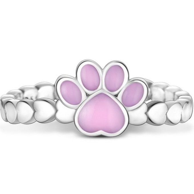 bague patte de chat ou chien rose.