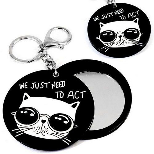 Porte clé miroir chat lunettes