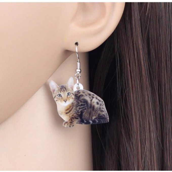 Boucles d'oreille chat bengal