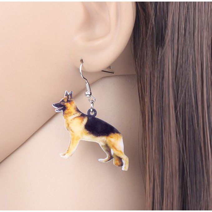 Boucles d'oreilles chien berger allemand