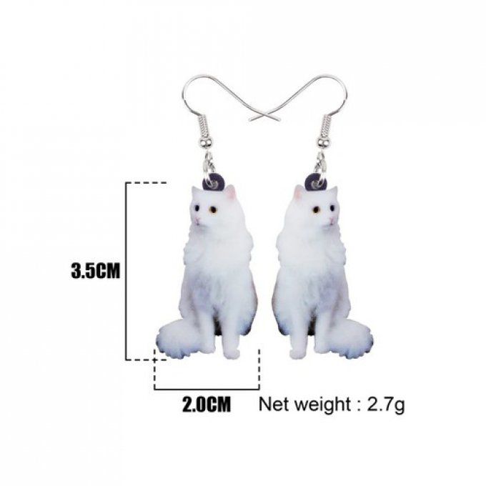 Boucles d'oreilles chat blanc