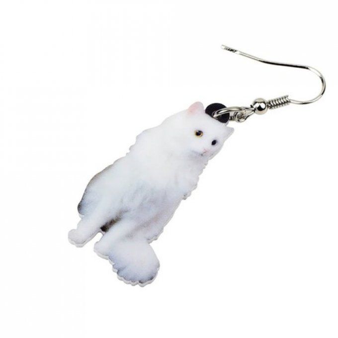 Boucles d'oreilles chat blanc