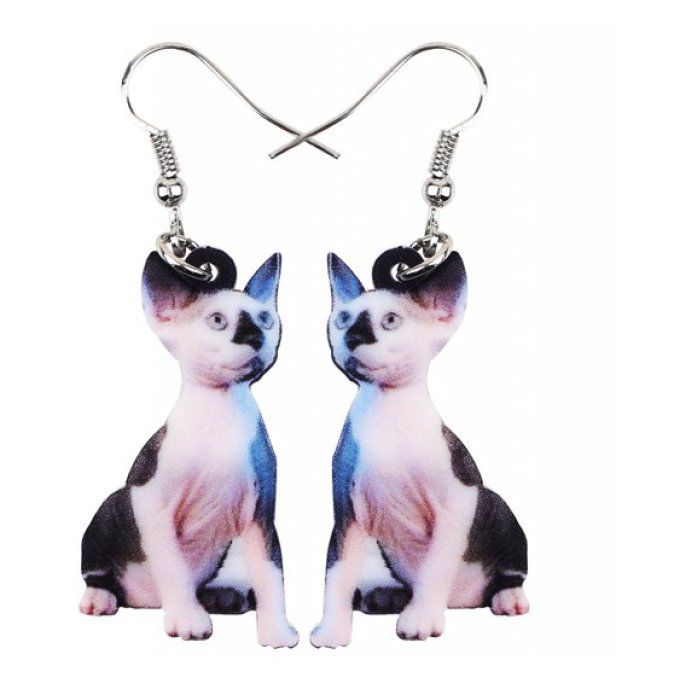 Boucles d'oreilles chat sphynx