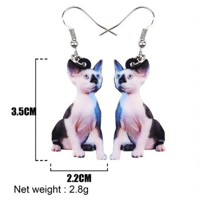 Boucles d'oreilles chat sphynx