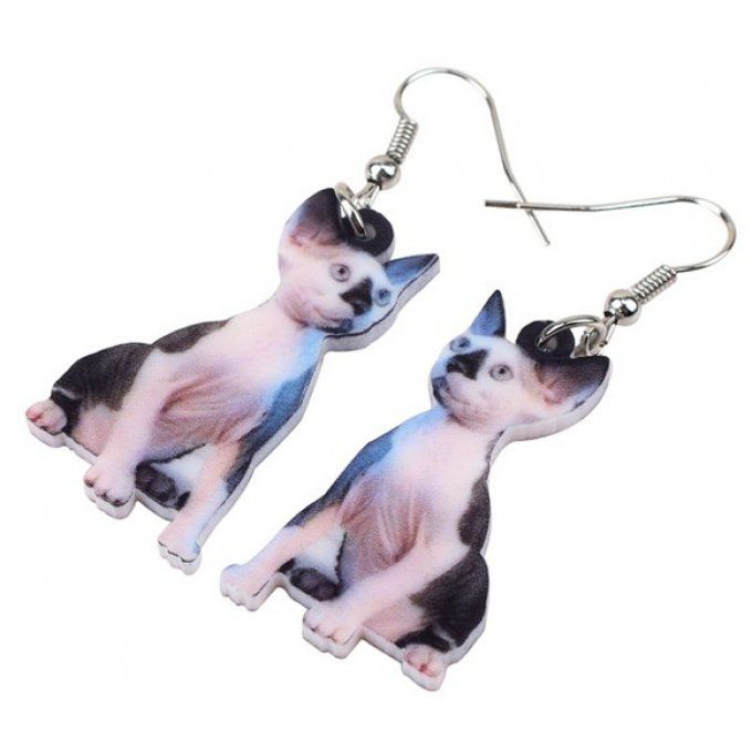 Boucles d'oreilles chat sphynx