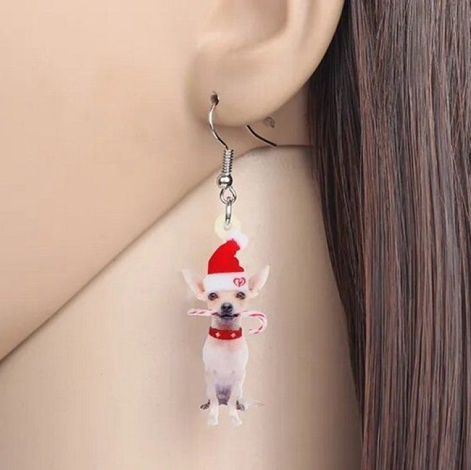 Boucles d'oreilles bouton chien chihuahua. - Toutenchat