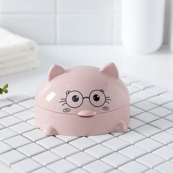 Porte savon chat à lunettes