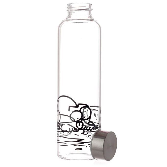 Bouteille d'Eau en Verre (Gourde) 500ml avec Manchon à Sangle de Transport Simon's Cat - Chat