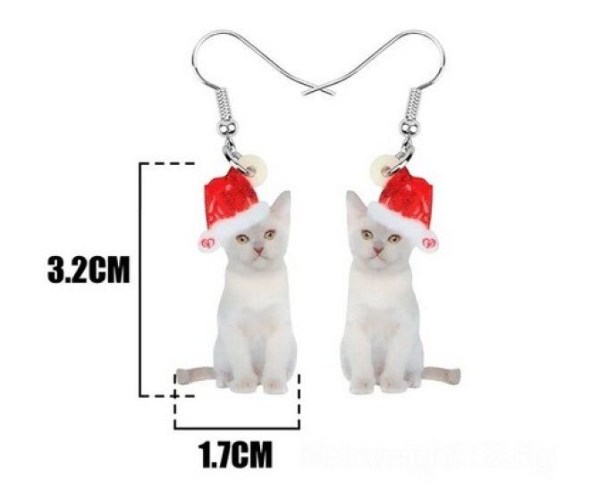 Boucles d'oreille chat banc de noel