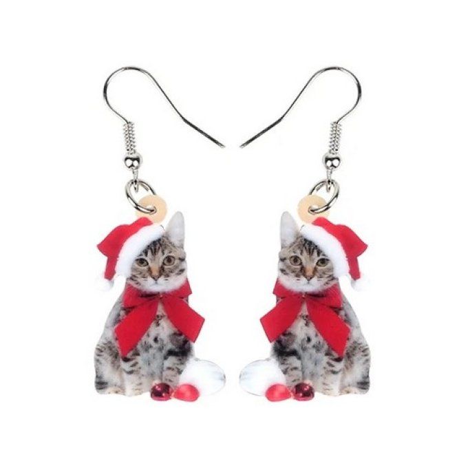 Boucles d'oreille les chatons de noël.