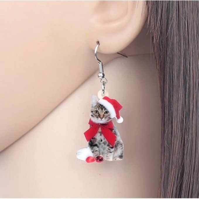 Boucles d'oreille les chatons de noël.