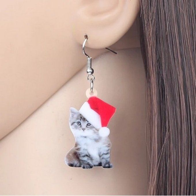 Boucles d'oreille les chatons de noël.