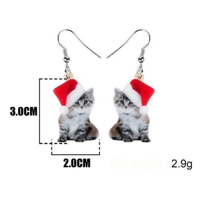 Boucles d'oreille les chatons de noël.