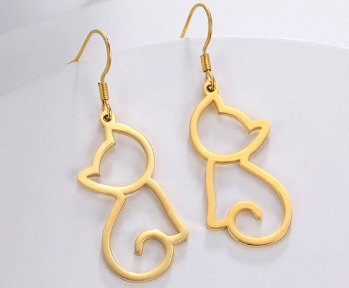 Boucles d'oreille silhouette de chat.