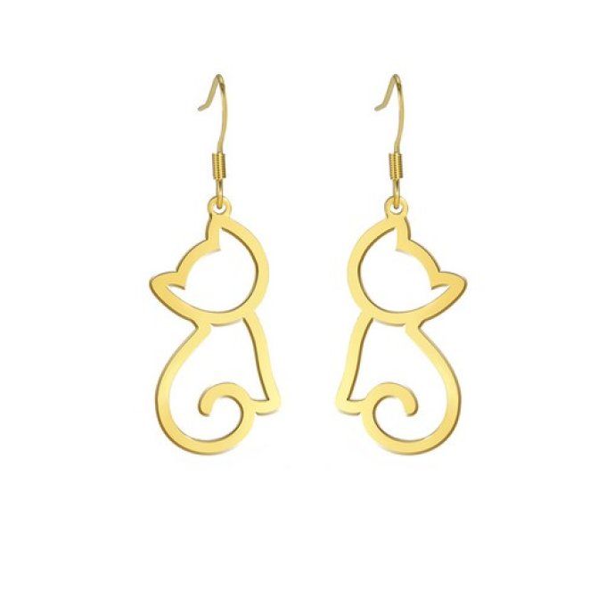 Boucles d'oreille silhouette de chat.