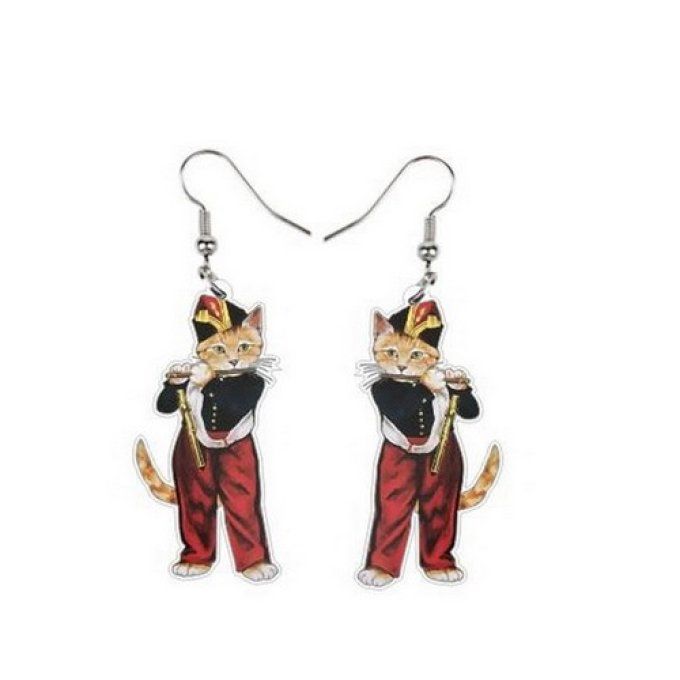 Boucles d'oreilles chats musiciens.