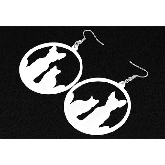 Boucles d'oreille chat et chien noir ou blanc.