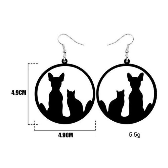 Boucles d'oreille chat et chien noir ou blanc.