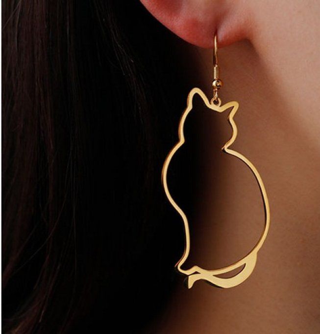 Boucles d'oreille silhouette de grand chat