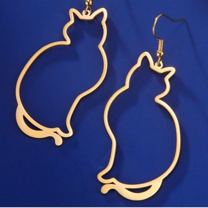 Boucles d'oreille silhouette de grand chat