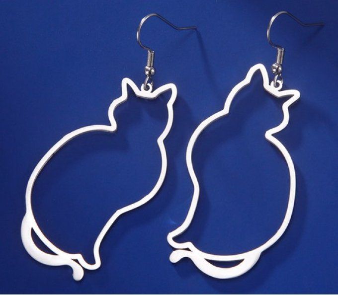 Boucles d'oreille silhouette de grand chat