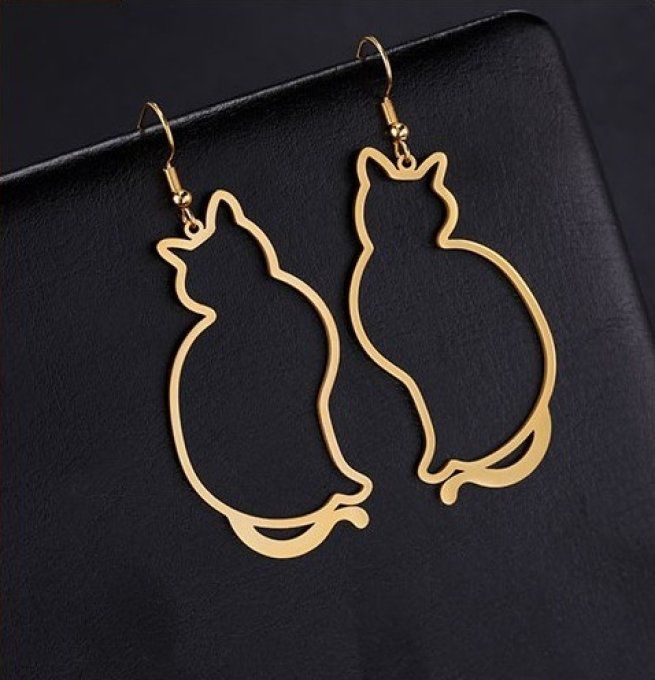 Boucles d'oreille silhouette de grand chat